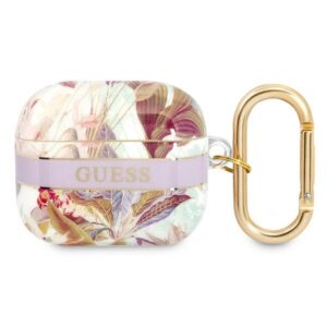 Guess GUA3HHFLU AirPods 3 tok – lila virágmintás