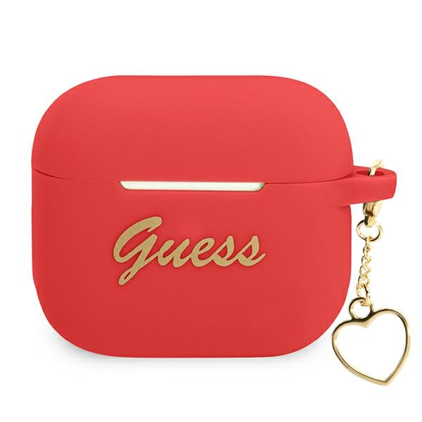 iTok webáruház - Guess Guess GUA3LSCHSR AirPods 3 szilikon tok – Charm Heart Collection, piros 1 Guess GUA3LSCHSR AirPods 3 cover red/red Silicone Charm Heart Collection