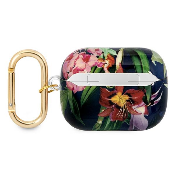 iTok webáruház - Guess Guess GUAPHHFLB AirPods Pro tok – Flower Strap Collection, kék/kék 2 Guess GUAPHHFLB AirPods Pro cover blue/blue Flower Strap Collection