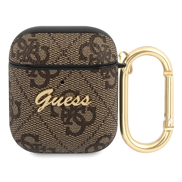 iTok webáruház - Guess Guess GUA24GSMW AirPods tok, barna, 4G Script Metal Collection 1 Guess GUA24GSMW AirPods cover brown / brown 4G Script Metal Collection