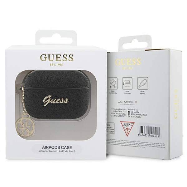 iTok webáruház - Guess Guess GUAP2GLGSHK AirPods Pro 2 tok – 4G Glitter Flake 4 Guess GUAP2GLGSHK AirPods Pro 2 cover black/black Glitter Flake 4G Charm