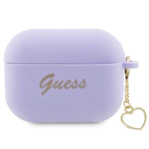 Guess GUAP2LSCHSU AirPods Pro 2 szilikon tok, Silicone Heart Charm, lila