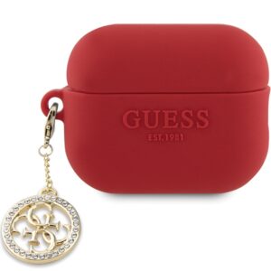 Guess GUAP23DSLGHDF AirPods Pro 2 szilikontok, piros, 3D Rubber 4G Diamond Charm