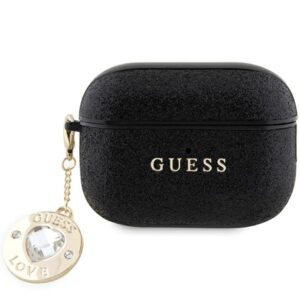 Guess GUAP2PGEHCDK tok AirPods Pro 2-höz – fekete, Fixed Glitter Heart Diamond Charm