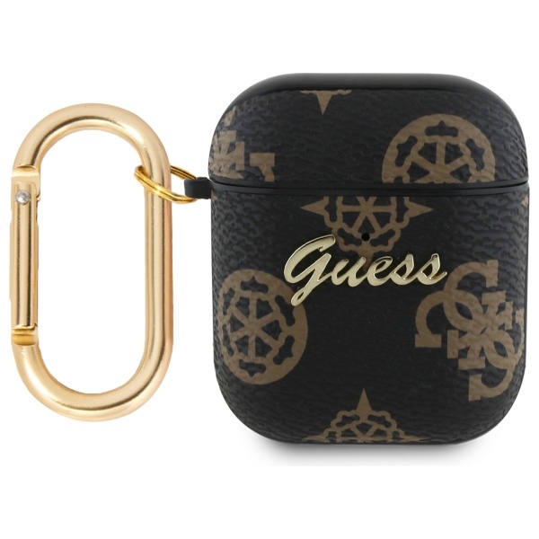 iTok webáruház - Guess Guess GUA2PG4GPK tok AirPods 1/2-höz, fekete/fekete 4G Hook 1 Guess GUA2PG4GPK AirPods 1/2 cover black/black 4G Hook