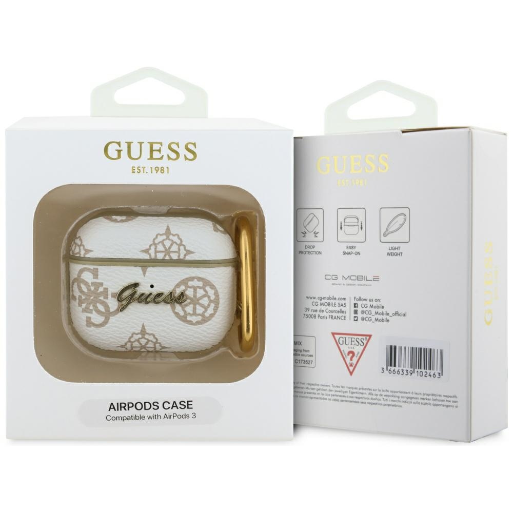 iTok webáruház - Guess Guess GUA3PG4GPH AirPods 3 tok, fehér/fehér, 4G Hook 3 Guess GUA3PG4GPH AirPods 3 cover white/white 4G Hook