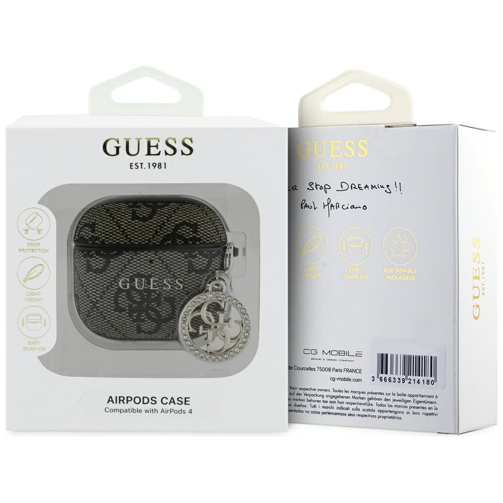 iTok webáruház - Guess Guess 4G Strass Charm tok AirPods 4-hez (barna) 3 Guess 4G Strass Charm Case for AirPods 4 (barna)