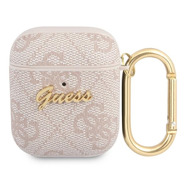 iTok webáruház - Guess Guess 4G Script Metal Collection tok AirPods 1/2-höz (rózsaszín) 1 Guess 4G Script Metal Collection Case for AirPods 1 / 2 (rózsaszín)