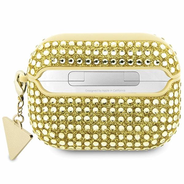iTok webáruház - Guess Guess Rhinestone Triangle tok AirPods Pro készülékhez (arany) 2 Guess Rhinestone Triangle AirPods Pro Case (arany)