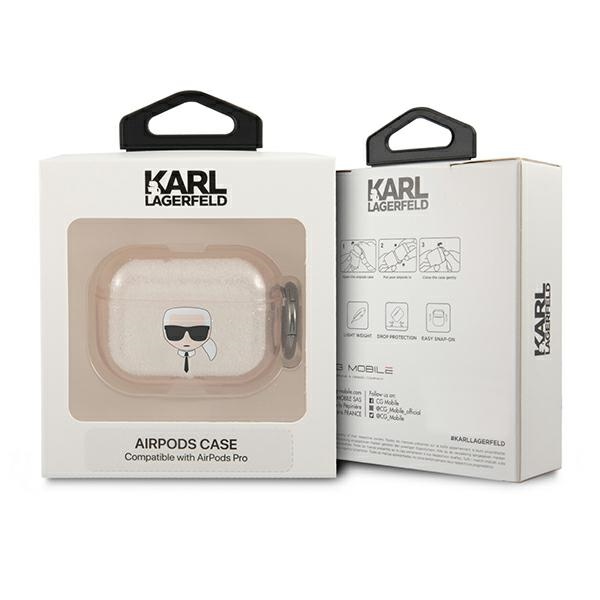 iTok webáruház - Karl Lagerfeld Karl Lagerfeld Karl’s Head csillámos tok AirPods Pro készülékhez (arany) 3 Karl Lagerfeld Glitter Karl's Head Case for AirPods Pro (arany)