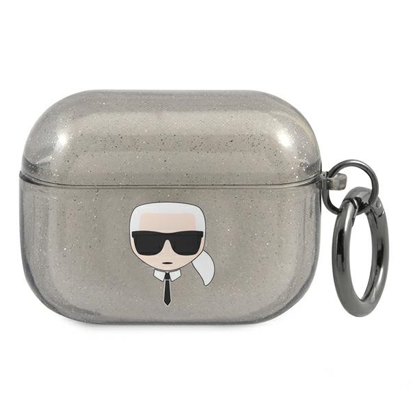 iTok webáruház - Karl Lagerfeld Karl Lagerfeld Glitter Karl's Head tok AirPods Pro készülékhez (fekete) 1 Karl Lagerfeld Glitter Karl's Head Case for AirPods Pro (fekete)