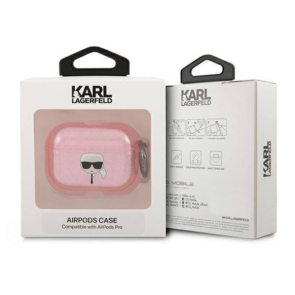 iTok webáruház - Karl Lagerfeld Karl Lagerfeld Glitter Karl’s Head tok AirPods Pro készülékhez (rózsaszín) 3 Karl Lagerfeld Glitter Karl's Head Case for AirPods Pro (rózsaszín)