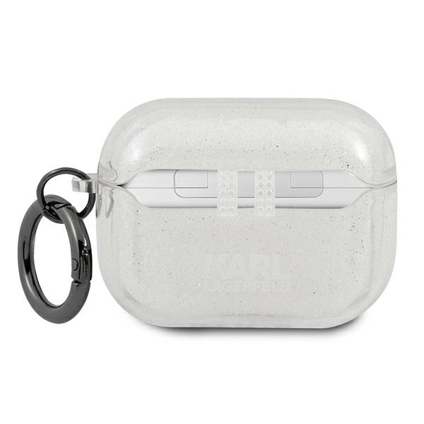 iTok webáruház - Karl Lagerfeld Karl Lagerfeld KLAPUKHGS AirPods Pro tok – Karl’s Head, ezüst 2 Karl Lagerfeld KLAPUKHGS AirPods Pro cover srebrny/silver Glitter Karl`s Head