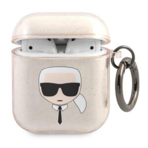 Karl Lagerfeld Karl’s Head csillámos tok AirPods 1/2-höz (arany)