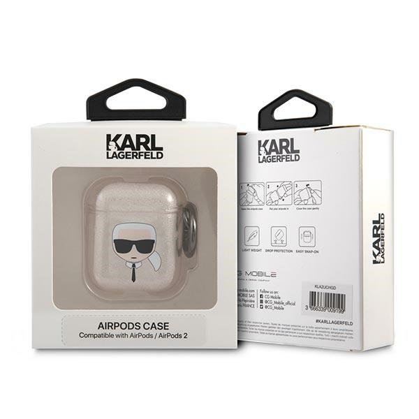 iTok webáruház - Karl Lagerfeld Karl Lagerfeld Karl's Head csillámos tok AirPods 1/2-höz (arany) 3 Karl Lagerfeld Glitter Karl's Head Case for AirPods 1/2 (arany)