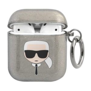 Karl Lagerfeld Glitter Karl’s Head tok AirPods 1/2 készülékhez (fekete)