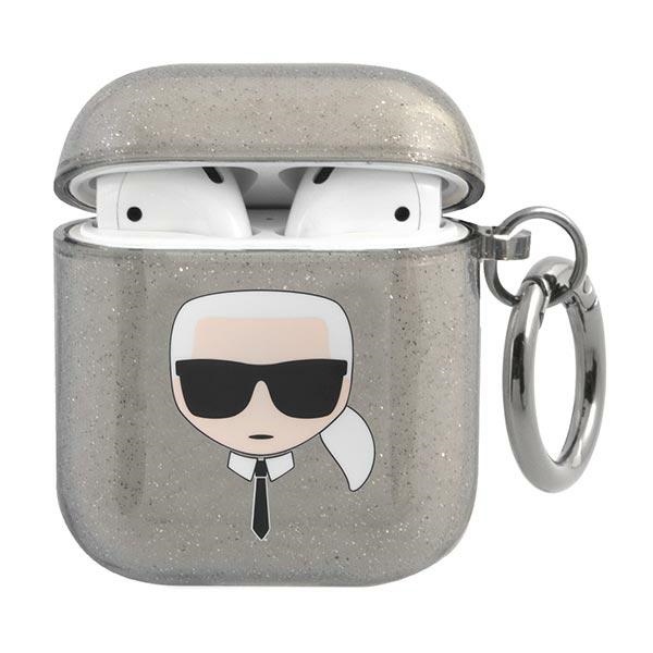 iTok webáruház - Karl Lagerfeld Karl Lagerfeld Glitter Karl’s Head tok AirPods 1/2 készülékhez (fekete) 1 Karl Lagerfeld Glitter Karl's Head Case for AirPods 1/2 (fekete)