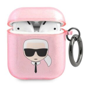 Karl Lagerfeld KLA2UKHGP AirPods tok – Karl’s Head, rózsaszín csillámos
