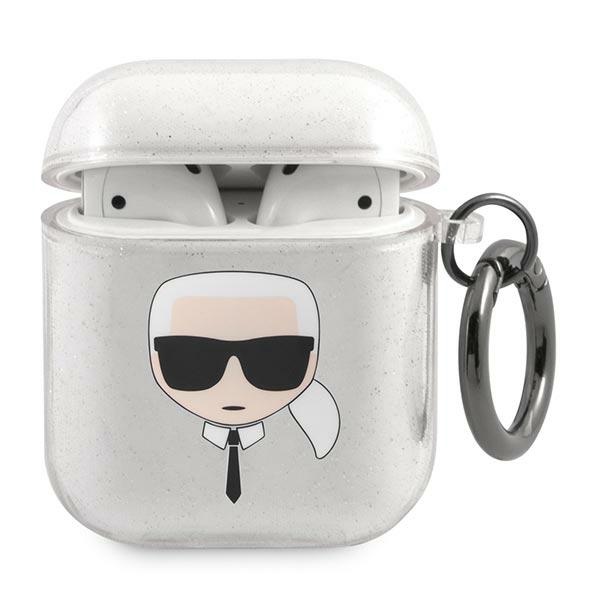 iTok webáruház - Karl Lagerfeld Karl Lagerfeld Glitter Karl’s Head tok AirPods 1/2-höz (ezüst) 1 Karl Lagerfeld Glitter Karl's Head case for AirPods 1/2 (ezüst)