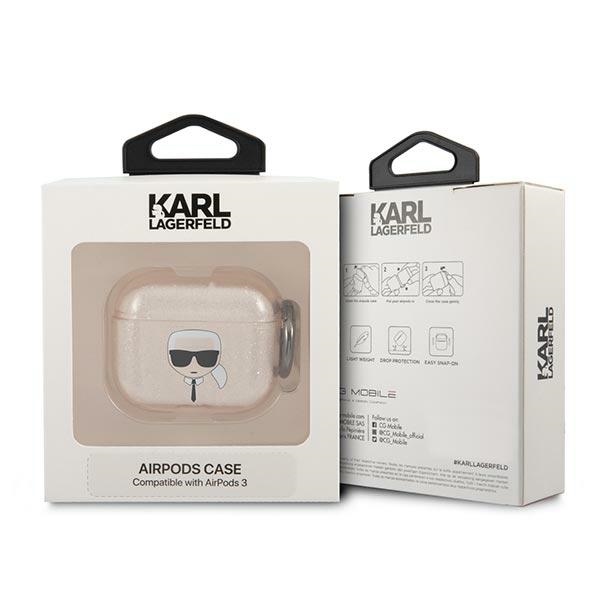 iTok webáruház - Karl Lagerfeld Karl Lagerfeld Glitter Karl’s Head tok AirPods 3-hoz (arany) 3 Karl Lagerfeld Glitter Karl's Head Case for AirPods 3 (arany)