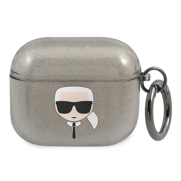 iTok webáruház - Karl Lagerfeld Karl Lagerfeld Glitter Karl’s Head tok AirPods 3-hoz (fekete) 1 Karl Lagerfeld Glitter Karl's Head Case for AirPods 3 (fekete)