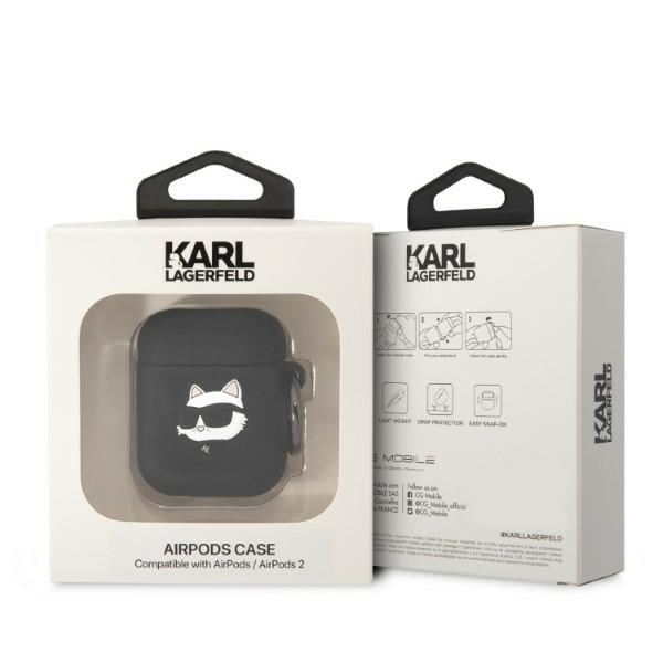 iTok webáruház - Karl Lagerfeld Karl Lagerfeld KLA2RUNCHK szilikon tok AirPods 1/2-höz, Choupette 3D fej, fekete 3 Karl Lagerfeld KLA2RUNCHK AirPods 1/2 cover black/black Silicone Choupette Head 3D