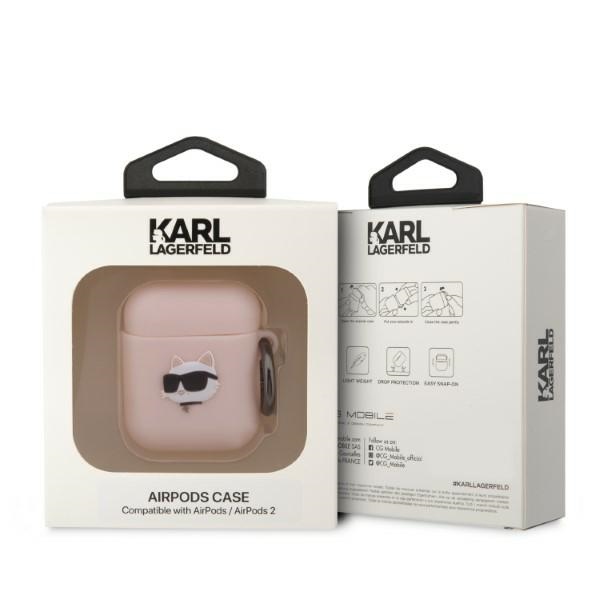 iTok webáruház - Karl Lagerfeld Karl Lagerfeld KLA2RUNCHP szilikon tok AirPods 1/2-höz – Choupette Head 3D, rózsaszín 3 Karl Lagerfeld KLA2RUNCHP AirPods 1/2 cover pink/pink Silicone Choupette Head 3D