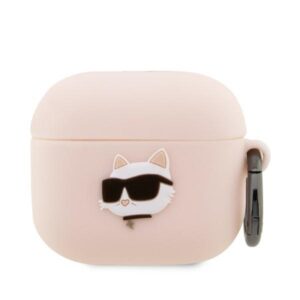 Karl Lagerfeld KLA3RUNCHP szilikon tok AirPods 3-hoz – Choupette Head 3D, rózsaszín