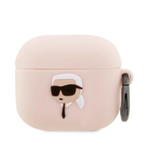 Karl Lagerfeld KLA3RUNIKP AirPods 3 szilikon tok – Karl fej 3D, rózsaszín