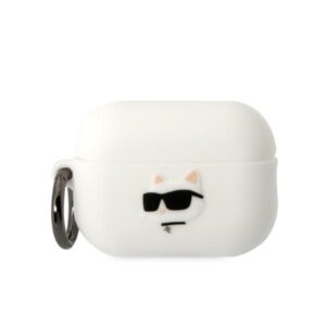 Karl Lagerfeld KLAP2RUNCHH szilikon tok AirPods Pro 2-höz – Choupette Head 3D, fehér