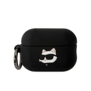 Karl Lagerfeld KLAP2RUNCHK AirPods Pro 2 szilikon tok – Choupette Head 3D, fekete