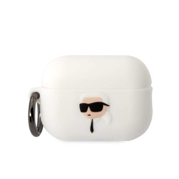 iTok webáruház - Karl Lagerfeld Karl Lagerfeld KLAP2RUNIKH szilikon tok AirPods Pro 2-höz – Karl-fej 3D, fehér 1 Karl Lagerfeld KLAP2RUNIKH AirPods Pro 2 cover white/white Silicone Karl Head 3D