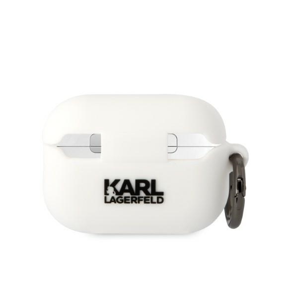 iTok webáruház - Karl Lagerfeld Karl Lagerfeld KLAP2RUNIKH szilikon tok AirPods Pro 2-höz – Karl-fej 3D, fehér 2 Karl Lagerfeld KLAP2RUNIKH AirPods Pro 2 cover white/white Silicone Karl Head 3D