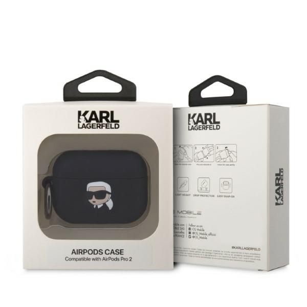 iTok webáruház - Karl Lagerfeld Karl Lagerfeld KLAP2RUNIKK szilikontok AirPods Pro 2-höz, fekete 4 Karl Lagerfeld KLAP2RUNIKK AirPods Pro 2 cover black/black Silicone Karl Head 3D
