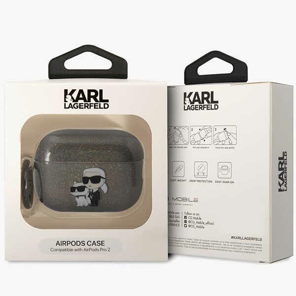 iTok webáruház - Karl Lagerfeld Karl Lagerfeld Glitter Karl&Choupette tok AirPods Pro 2-höz 4 Karl Lagerfeld KLAP2HNKCTGK Airpods Pro 2 cover black/black Gliter Karl&Choupette