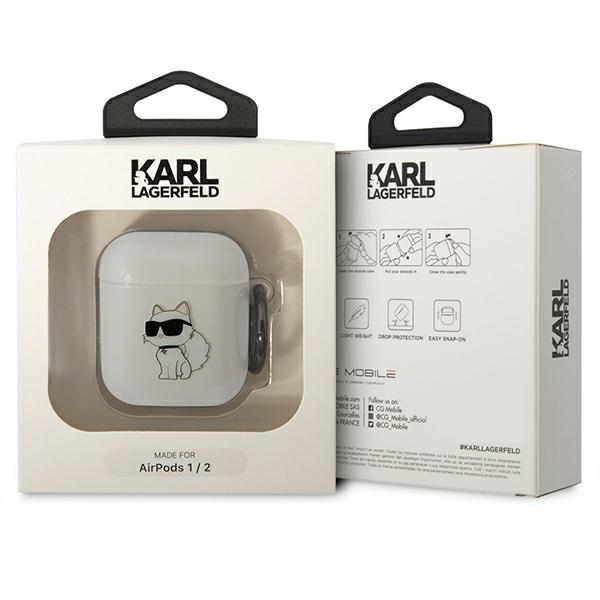 iTok webáruház - Karl Lagerfeld Karl Lagerfeld KLA2HNCHTCT AirPods 1/2 tok – Ikonik Choupette, átlátszó 3 Karl Lagerfeld KLA2HNCHTCT Airpods 1/2 cover transparent Ikonik Choupette
