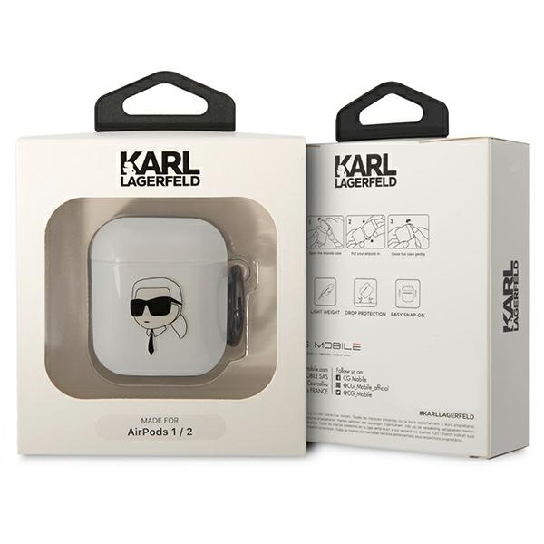 iTok webáruház - Karl Lagerfeld Karl Lagerfeld KLA2HNIKTCT tok AirPods 1/2-höz – Karl’s Head 3 Karl Lagerfeld KLA2HNIKTCT AirPods 1/2 cover transparent Karl`s Head