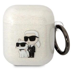 Karl Lagerfeld KLA2HNKCTGT AirPods 1/2 tok – Glitter Karl & Choupette
