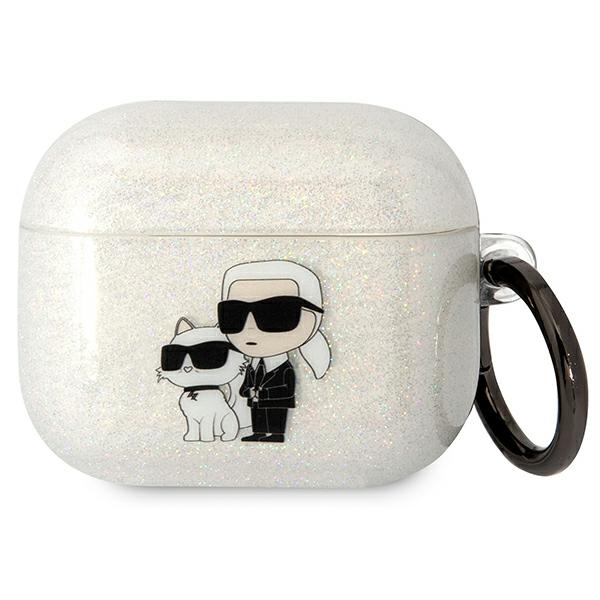 iTok webáruház - Karl Lagerfeld Karl Lagerfeld KLA3HNKCTGT AirPods 3 tok – Glitter Karl & Choupette 1 Karl Lagerfeld KLA3HNKCTGT Airpods 3 cover transparent Gliter Karl&Choupette