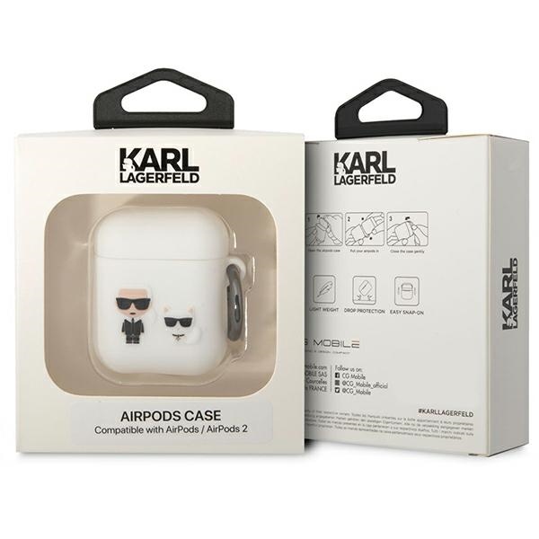 iTok webáruház - Karl Lagerfeld Karl Lagerfeld KLACA2SILKCW szilikontok AirPods 1/2-höz, fehér 3 Karl Lagerfeld KLACA2SILKCW AirPods 1/2 cover white/white Silicone Karl & Choupette