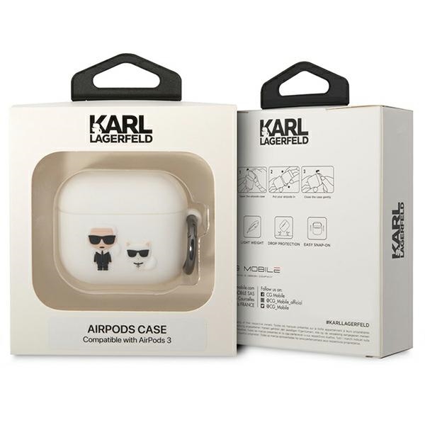 iTok webáruház - Karl Lagerfeld Karl Lagerfeld KLACA3SILKCW szilikon tok AirPods 3-hoz, fehér 3 Karl Lagerfeld KLACA3SILKCW AirPods 3 cover white/white Silicone Karl & Choupette