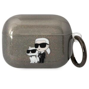 Karl Lagerfeld KLAPHNKCTGK AirPods Pro tok – Glitter Karl & Choupette, fekete