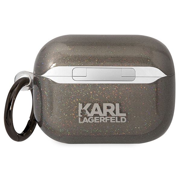 iTok webáruház - Karl Lagerfeld Karl Lagerfeld KLAPHNKCTGK AirPods Pro tok – Glitter Karl & Choupette, fekete 2 Karl Lagerfeld KLAPHNKCTGK Airpods Pro cover black/black Gliter Karl&Choupette