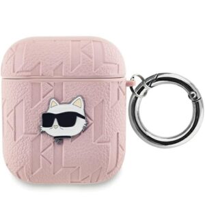 Karl Lagerfeld Monogram Choupette Head tok AirPods 1/2-höz (rózsaszín)