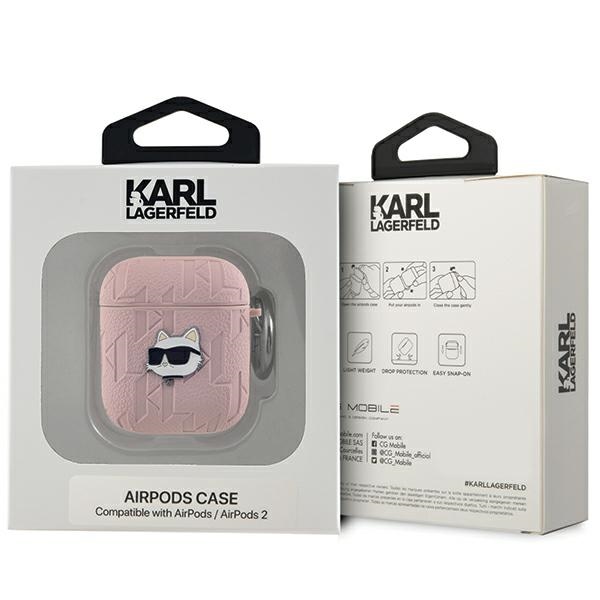 iTok webáruház - Karl Lagerfeld Karl Lagerfeld Monogram Choupette Head tok AirPods 1/2-höz (rózsaszín) 3 Karl Lagerfeld Monogram Choupette Head case for AirPods 1 / 2 (rózsaszín)