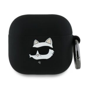 Karl Lagerfeld Silicone Choupette Head 3D szilikon tok AirPods 4-hez (fekete)