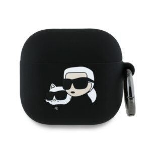 Karl Lagerfeld Silicone Karl&Choupette Head 3D szilikon tok AirPods 4 készülékhez (fekete)