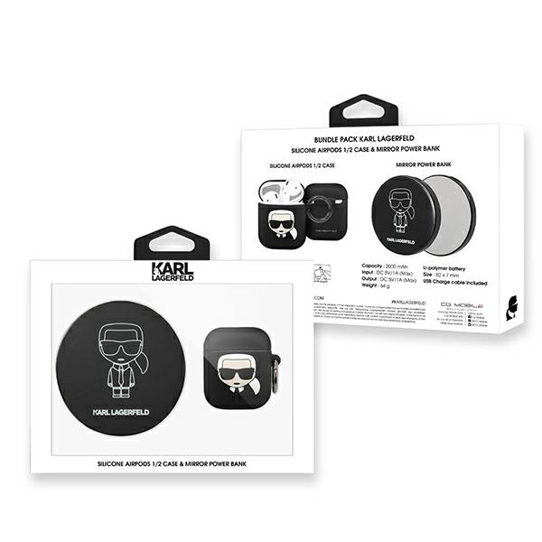 iTok webáruház - Karl Lagerfeld Karl Lagerfeld Ikonik AirPods tok Powerbank készlettel (fekete) 2 Karl Lagerfeld Ikonik Case for AirPods + Powerbank (fekete)