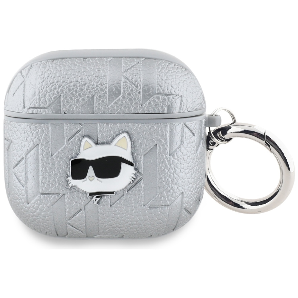 iTok webáruház - Karl Lagerfeld Karl Lagerfeld Monogram Choupette Head tok AirPods 4 készülékhez (ezüst) 1 Karl Lagerfeld Monogram Choupette Head case for AirPods 4 (ezüst)