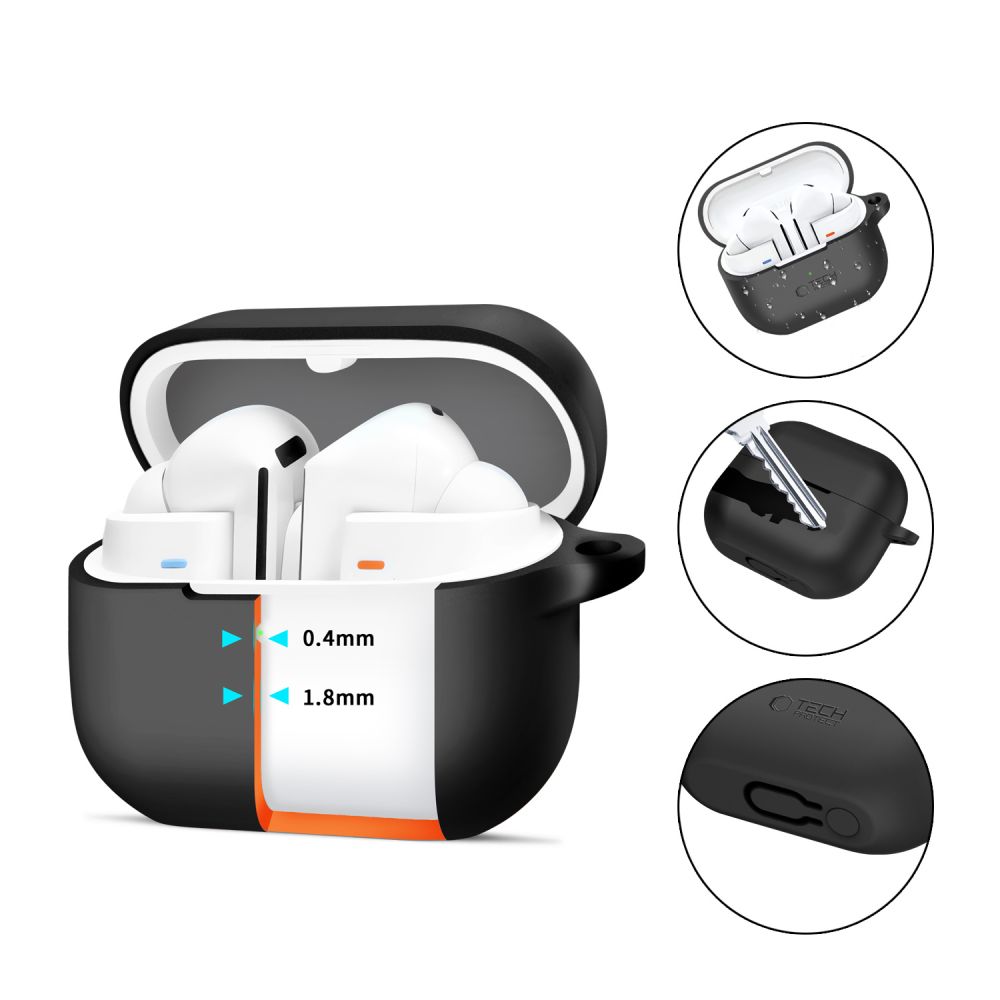 iTok webáruház - Tech-Protect Tech-Protect szilikon tok Samsung Galaxy Buds 3 / 3 Pro készülékhez (fekete) 2 Tech-Protect Silicone Hook Case for Samsung Galaxy Buds 3 / 3 Pro (fekete)